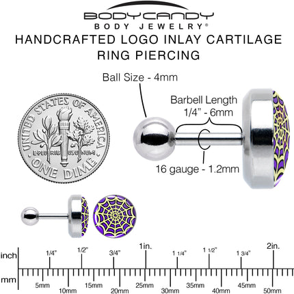 16G 1/4 Two Tone Spider Web Tragus Cartilage Earring by Onyx O