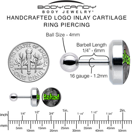 16G 1/4 Logo Baked Stoner Tragus Cartilage Earring by Onyx O