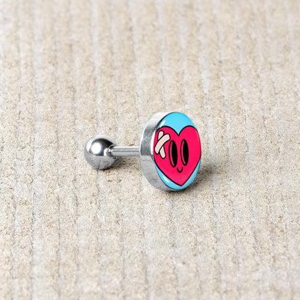 16G 1/4 Heartbreak Bandaged Heart Cartilage Tragus Earring by Onyx O