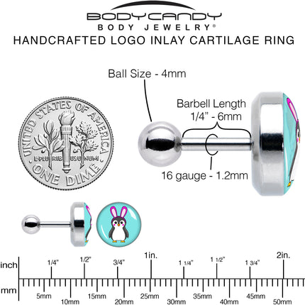 16G 1/4 Bunny Penguin Cartilage Tragus Earring by Onyx O