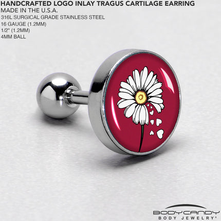 16G 1/4 Love Me Not Flower Tragus Cartilage Earring by Onyx O