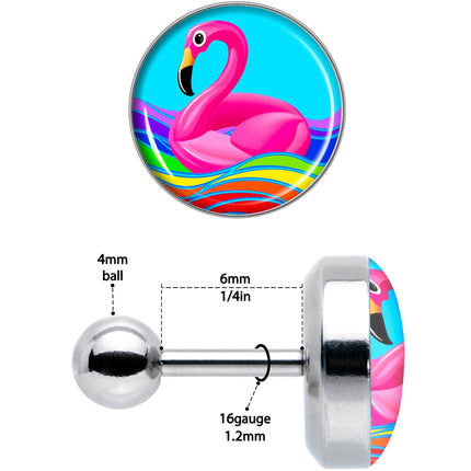 16G 1/4 Rainbow Sea Floating Flamingo Cartilage Tragus Earring by Onyx O