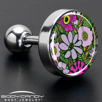 16G 1/4 Blossom Creation Paradise of Pink Flowers Cartilage Earring by Onyx O