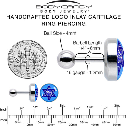 16G 1/4 Floral Star of David Tragus Cartilage Earring by Onyx O