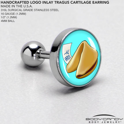 16G 1/4 Fortune Cookie Cartilage Tragus Earring by Onyx O