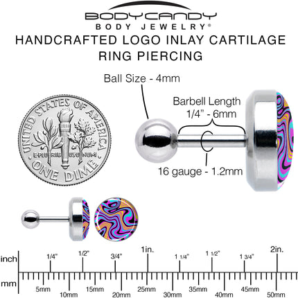 16G 1/4 Funky Swirls Cartilage Tragus Earring by Onyx O