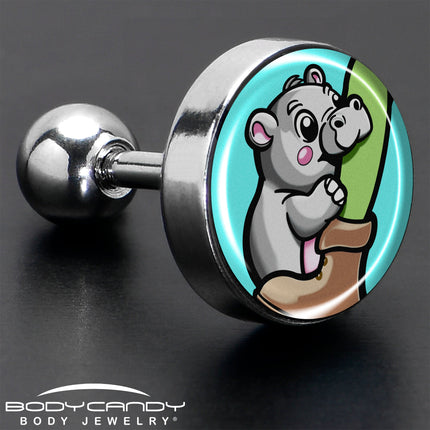 16G 1/4 Cute Biting Baby Hippo Cartilage Tragus Earring