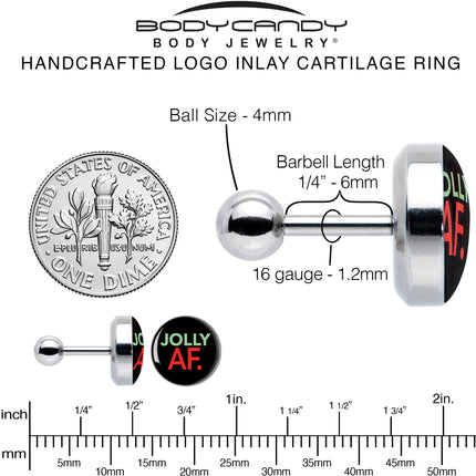 16G 1/4 Jolly AF Festive Holiday Tragus Cartilage Earring by Onyx O