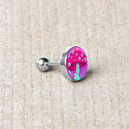 16G 1/4 Funky Floral Mushroom Cartilage Tragus Earring by Onyx O