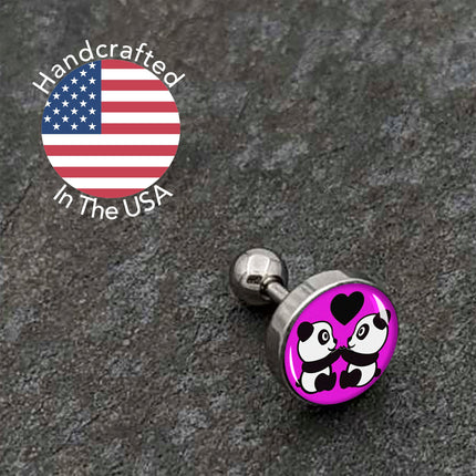 16G 1/4 Panda Love Cartilage Tragus Earring by Onyx O