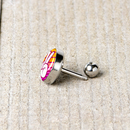 16G 1/4 Retro Stripes Peace Sign Fingers Cartilage Tragus Earring by Onyx O