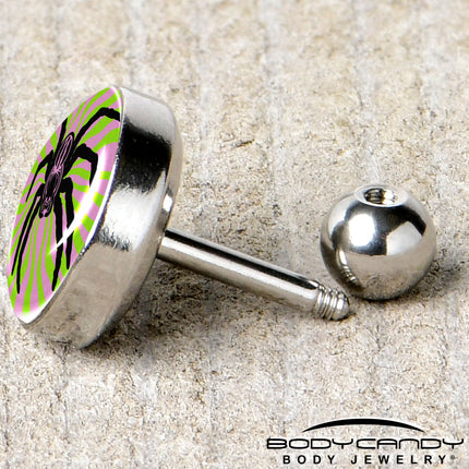 16G 1/4 Psychedelic Spider Tragus Cartilage Earring by Onyx O