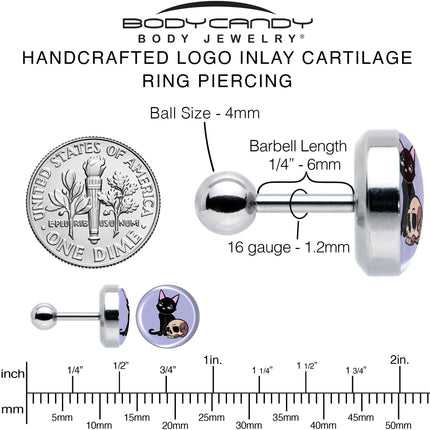 16G 1/4 Skull Cat Tragus Cartilage Earring by Onyx O