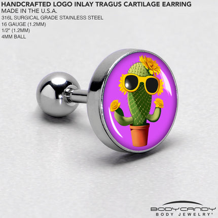 16G 1/4 Sunflower Cactus Cartilage Tragus Earring by Onyx O