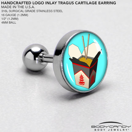 16G 1/4 Chinese Take Out Cartilage Tragus Earring by Onyx O