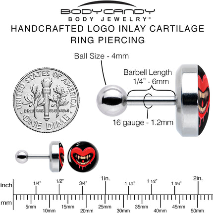 16G Valentine Heart Vampire Tragus Cartilage Earring