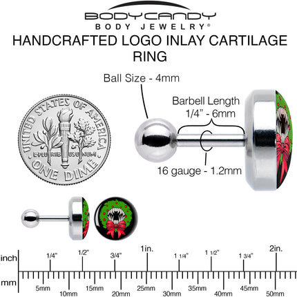 16G 1/4 Holiday Vampire Wreath Tragus Cartilage Earring by Onyx O