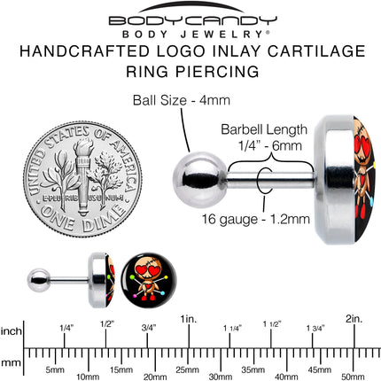 16G Valentine Heart Voodoo Doll Tragus Cartilage Earring