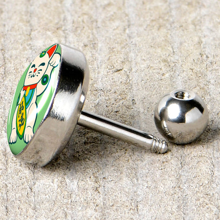16G 1/4 Waving Cat Cartilage Tragus Earring by Onyx O