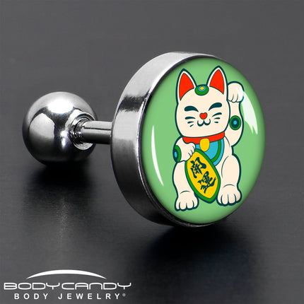 16G 1/4 Waving Cat Cartilage Tragus Earring by Onyx O