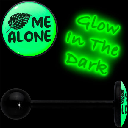 Glow in the Dark Black Anodized Leaf Me Alone Barbell Tongue Ring by Onyx O