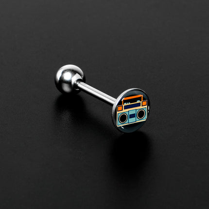 Retro Boombox Barbell Tongue Ring by Onyx O