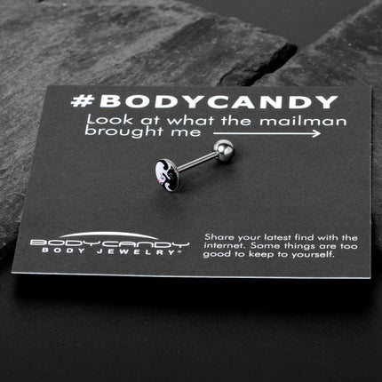 Cute Kitty Cat Yin Yang Barbell Tongue Ring by Onyx O