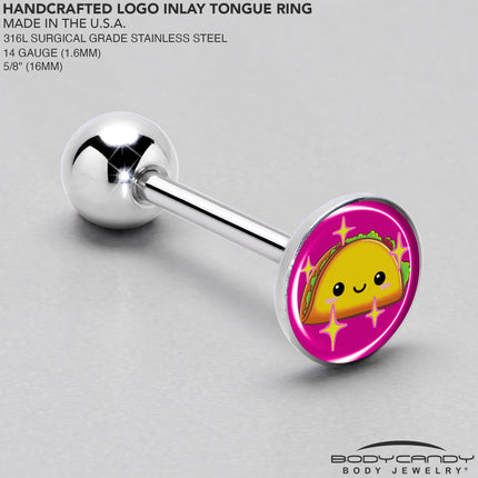 Mexican Fiesta Cute Taco Barbell Tongue Ring by Onyx O