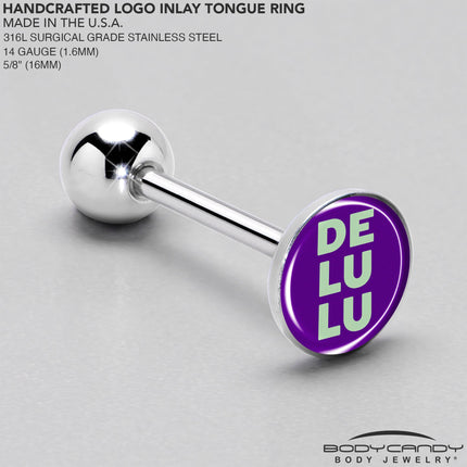 Word DELULU Barbell Tongue Ring by Onyx O