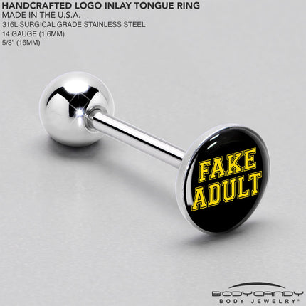 Black Yellow Fake Adult Barbell Tongue Ring by Onyx O