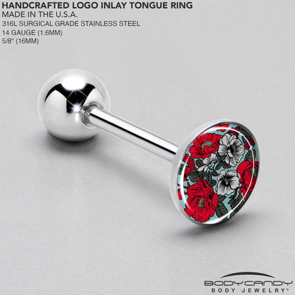Blossom Creation Vibrant Bloom of Flowers Barbell Tongue Ring by Onyx O