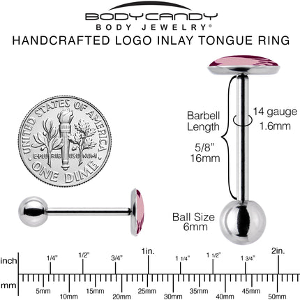 Pinkish Melting Heart Barbell Tongue Ring by Onyx O