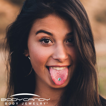 Green Pickle Barbell Tongue Ring by Onyx O