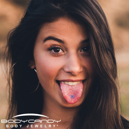 Purple Retro Heart Barbell Tongue Ring by Onyx O