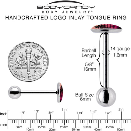 Palm Tree Retro Sunset Barbell Tongue Ring by Onyx O