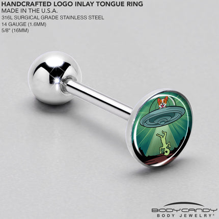 Reverse Alien UFO AbductionBarbell Tongue Ring by Onyx O