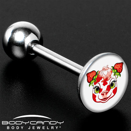 Stawberry Cow Barbell Tongue Ring by Onyx O