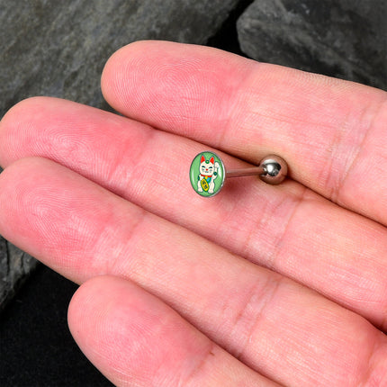 Waving Cat Barbell Tongue Ring by Onyx O