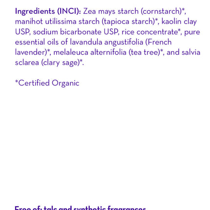 Calming™ Organic (Talc-Free) Powder
