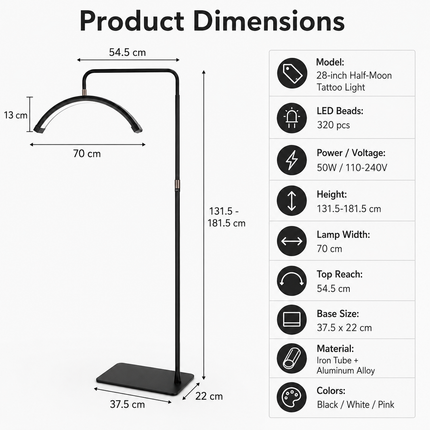 Tattoo Estheticians Pmu Eyelash LED Floor Light,  moon Lamp with phone holder