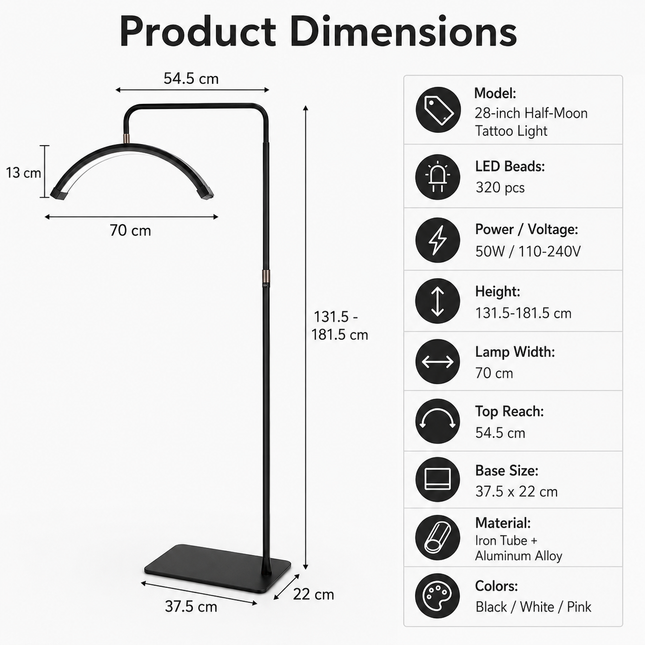 Tattoo Estheticians Pmu Eyelash LED Floor Light,  moon Lamp with phone holder