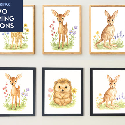 Adorable Baby Animals Art Print, Framed (12" x 16")