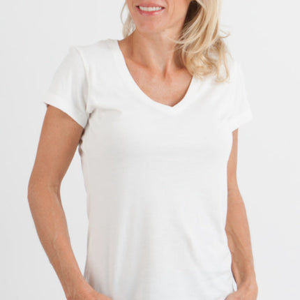Clearance Women's Bamboo V-Neck Cap Sleeve T-Shirt