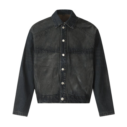 NOIR PATCHWORK WAXED DENIM JACKET