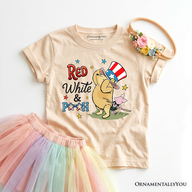 Kids Red White & Proud Winnie-the-Pooh T-Shirt, 1926 A.A. Milne Youth Patriotic 4th of July Tee