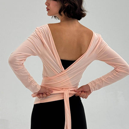 BALLERINA WRAP TOP IN POWDER PINK