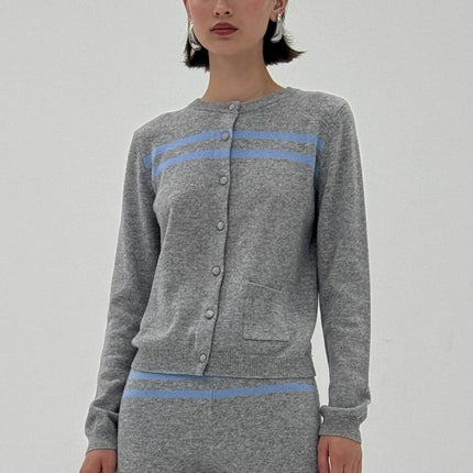 Cashmere Wool Stripe Cardigan