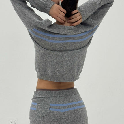 Cashmere Wool Stripe Cardigan