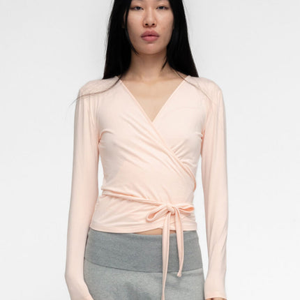 BALLERINA WRAP TOP IN POWDER PINK