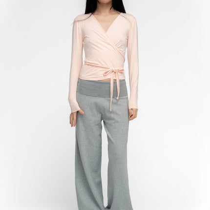 BALLERINA WRAP TOP IN POWDER PINK